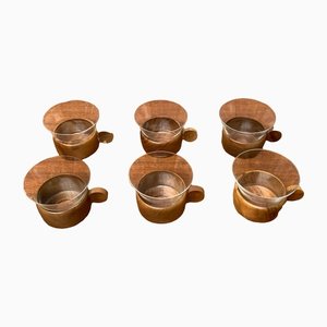 Mid-Century Wooden Tea Glasses, 1960s, Set of 5-UAH-1355308