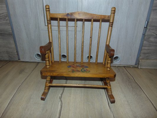 Mid-Century Wooden Toy Rocking Chair-CAQ-645629