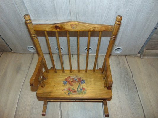 Mid-Century Wooden Toy Rocking Chair-CAQ-645629