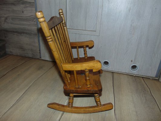 Mid-Century Wooden Toy Rocking Chair-CAQ-645629