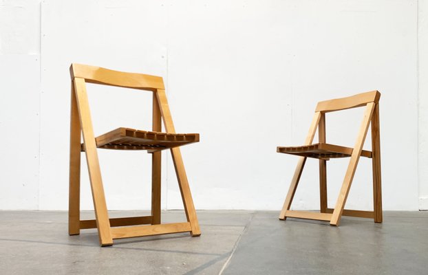 Mid-Century Wooden Trieste Folding Chairs by Aldo Jacober, 1960s, Set of 2-UAH-1449750