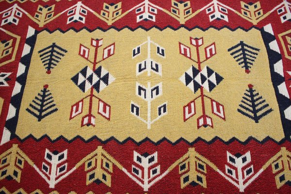 Mid-Century Wool Reversible Kelim Brussels Style Rug, 1960s-TZ-1117907