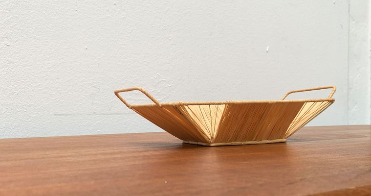 Mid-Century Woven Basket Tray Bowl-UAH-1189896