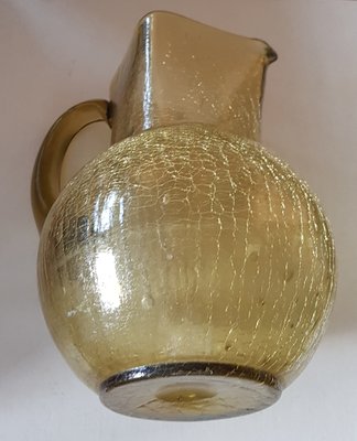 Mid-Century Yellow Craquele Glass Carafe-QDP-1095987