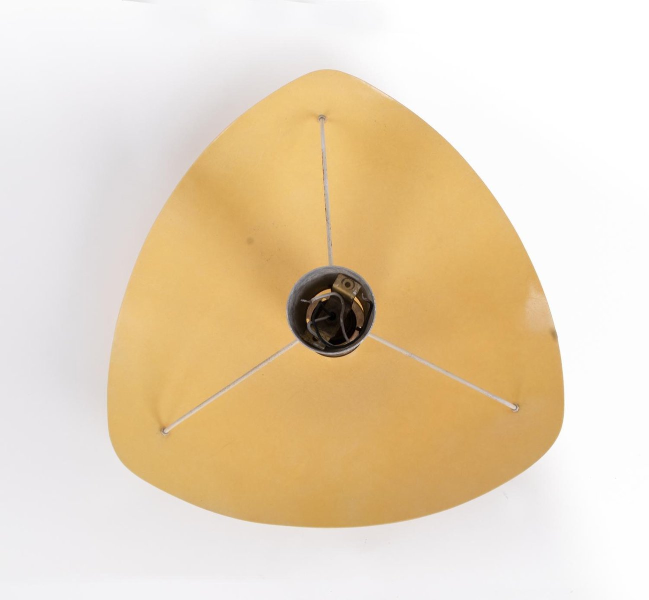 Mid-Century Yellow Fiberglass & Brass Flush Mount, 1950