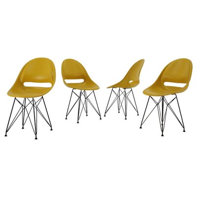 Mid-Century Yellow Fiberglass Dining Chairs by M. Navratil, 1960s, Set of 4-TZ-1232010