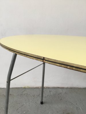 Mid-Century Yellow Formica and Polished Steel Coffee Table with Folding Legs, 1950s-GGK-674530