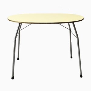 Mid-Century Yellow Formica and Polished Steel Coffee Table with Folding Legs, 1950s-GGK-674530