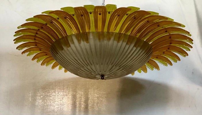 Mid-Century Yellow Murano Glass Ceiling Light, 1980-UH-1156081