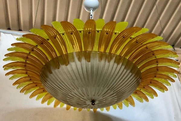 Mid-Century Yellow Murano Glass Ceiling Light, 1980-UH-1156081