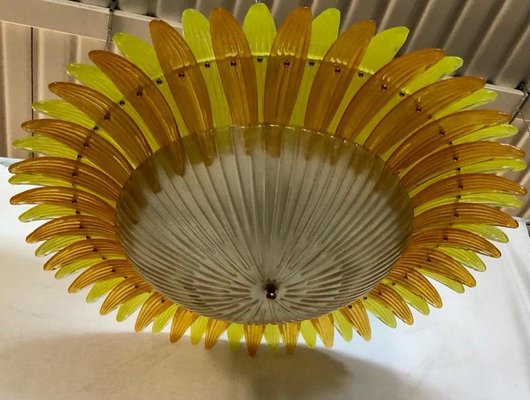 Mid-Century Yellow Murano Glass Ceiling Light, 1980-UH-1156081