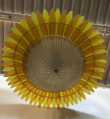 Mid-Century Yellow Murano Glass Ceiling Light, 1980-UH-1156081