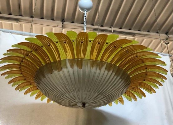 Mid-Century Yellow Murano Glass Ceiling Light, 1980-UH-1156081