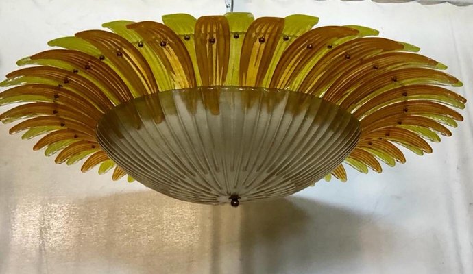 Mid-Century Yellow Murano Glass Ceiling Light, 1980-UH-1156081