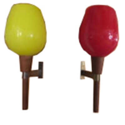 Mid-Century Yellow & Red Chalice Wall Lights from Vistosi, 1960s, Set of 2-JQO-765287