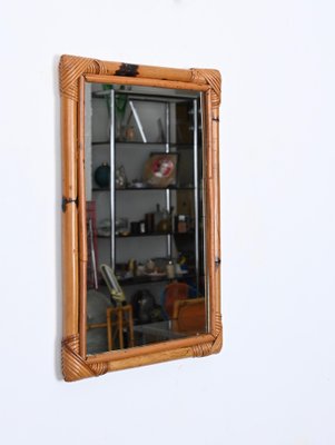 Mid-CenturyRectangular Mirror in Rattan, Bamboo and Wicker, Italy, 1970s-JDR-1743404