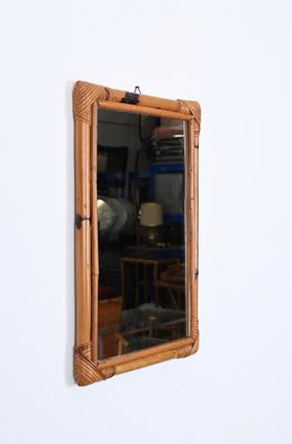 Mid-CenturyRectangular Mirror in Rattan, Bamboo and Wicker, Italy, 1970s-JDR-1743404