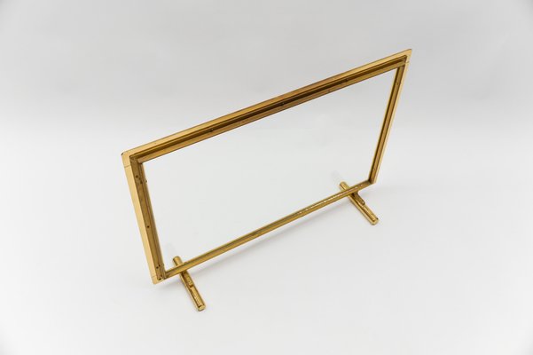 Mid-Centutry Modern Fireplace Screen in Gold and Glass, 1970s-KQB-1765629