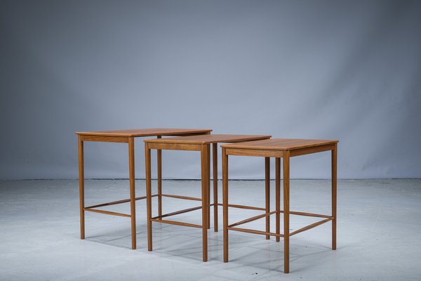 Mid-Cenury Teak Nesting Tables by Kai Winding for Poul Jeppesens, 1960s, Set of 3-ZZH-1404845