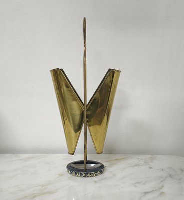 Mid-Hentury Umbrella Stand in Brass and Metal, Italy, 1950s-ZST-1725217