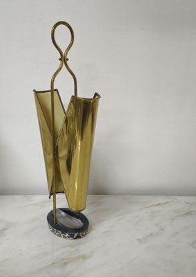 Mid-Hentury Umbrella Stand in Brass and Metal, Italy, 1950s-ZST-1725217