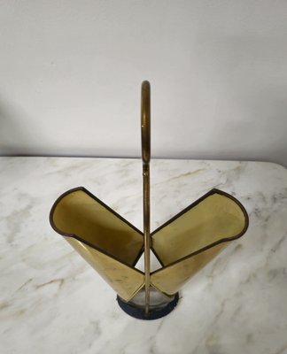 Mid-Hentury Umbrella Stand in Brass and Metal, Italy, 1950s-ZST-1725217