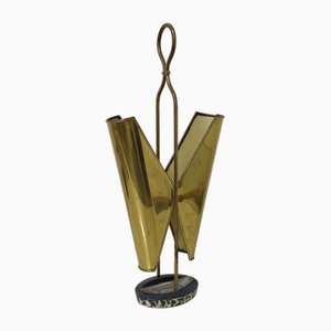 Mid-Hentury Umbrella Stand in Brass and Metal, Italy, 1950s-ZST-1725217