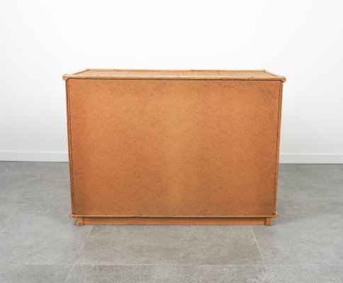 Midcentury Bamboo, Rattan and Brass Chest of Drawers attributed to Dal Vera, Italy, 1970s-LYQ-1758582