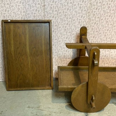 Midcentury Brutalist Modernist Oak Bar Cart or Trolley, 1950s-BHG-1257248