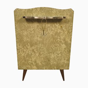 Midcentury Console in Gilded Brass & Plasticized Fabric by Brugnoli Mobili Cantù-NJV-1282792