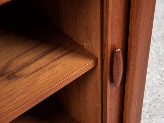 Midcentury Danish Cabinet with Tambour Doors in Teak from Dyrlund, 1960s-MF-2024077