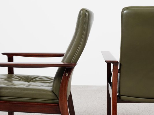 Midcentury Danish Chairs in Rosewood and Leather by Arne Vodder for Sibast, Set of 6-MF-2041502