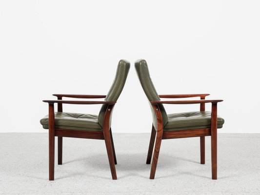 Midcentury Danish Chairs in Rosewood and Leather by Arne Vodder for Sibast, Set of 6-MF-2041502