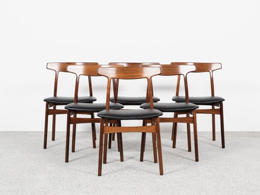 Midcentury Danish Dining Chairs in Rosewood by Henning Kjaernulf for Bruno Hansen, 1960s, Set of 6-MF-2041503