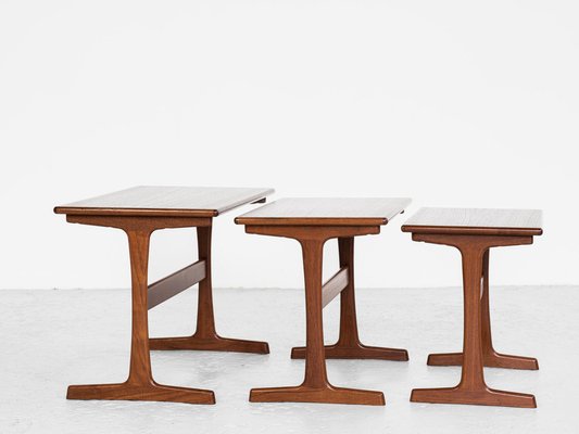 Midcentury Danish nest of 3 side tables in teak by Kai Kristiansen for Vildbjerg-MF-1017773