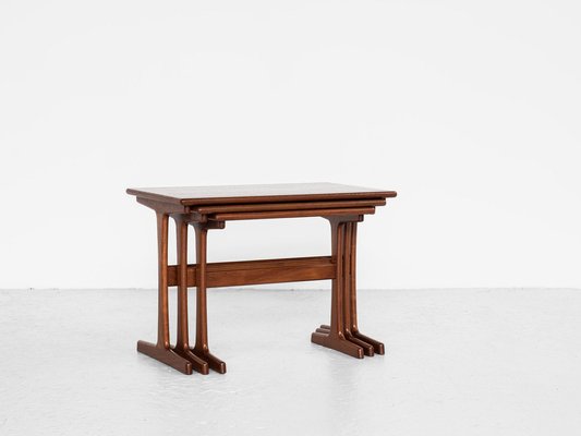 Midcentury Danish nest of 3 side tables in teak by Kai Kristiansen for Vildbjerg-MF-1017773