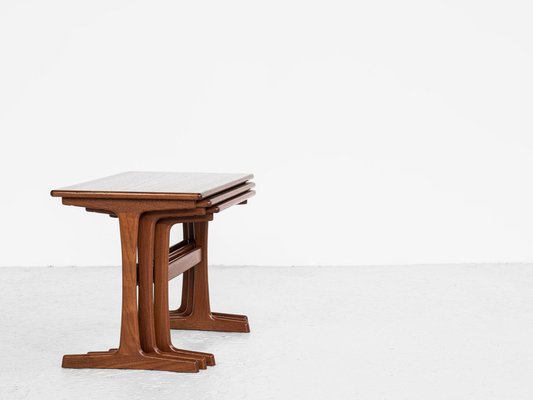 Midcentury Danish nest of 3 side tables in teak by Kai Kristiansen for Vildbjerg-MF-1017773