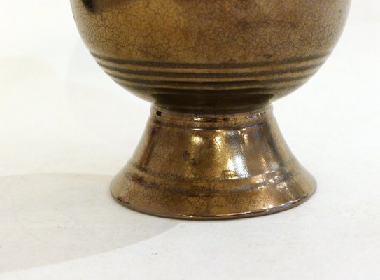 Midcentury English Golden Metallic Vase by Prinknash Abbey-RNR-1071116