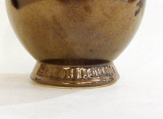 Midcentury English Golden Metallic Vase by Prinknash Abbey-RNR-1071116