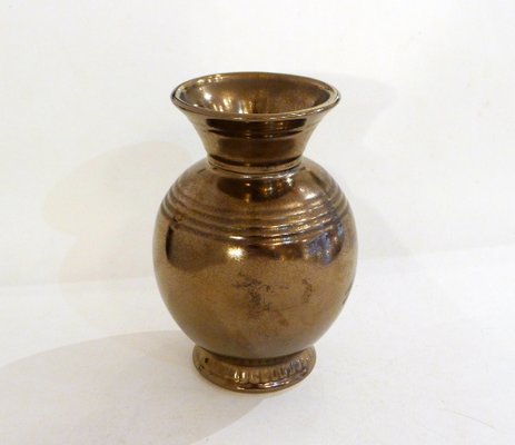 Midcentury English Golden Metallic Vase by Prinknash Abbey-RNR-1071116