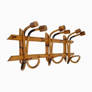 Midcentury French Riviera Rattan & Bamboo Italian Coat Rack, 1960s-LYQ-1171220