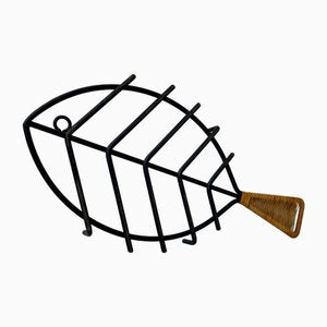 Midcentury Iron & Rattan Trivet Fish by Laurids Lonborg, 1960s-LCR-2032479