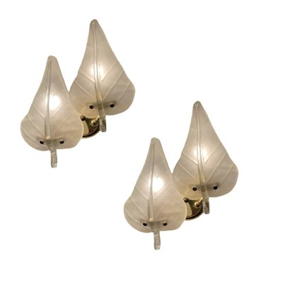 Midcentury Italian Murano Glass Leaf Sconces, Set of 2-JJC-1319327