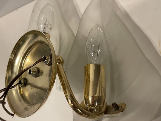 Midcentury Italian Murano Glass Leaf Sconces, Set of 2-JJC-1319327