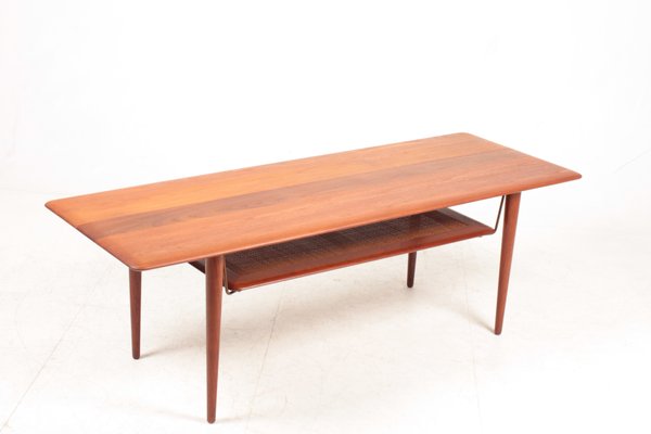 Midcentury Low Table in Solid Teak and Cane by White & Mølgaard, Made in Denmark From France & Søn / France & Daverkosen-FK-1140985