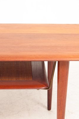 Midcentury Low Table in Solid Teak and Cane by White & Mølgaard, Made in Denmark From France & Søn / France & Daverkosen-FK-1140985