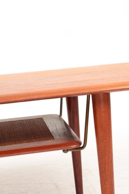 Midcentury Low Table in Solid Teak and Cane by White & Mølgaard, Made in Denmark From France & Søn / France & Daverkosen-FK-1140985