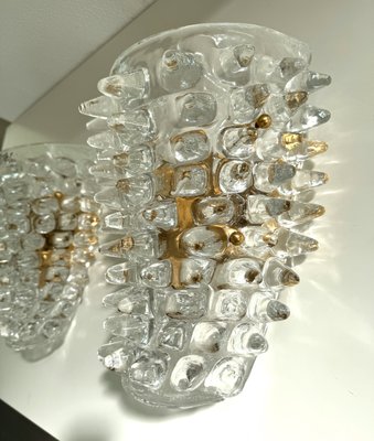 Midcentury Modern Italian Murano Glass and Brass Wall Lights from Barovier & Toso, 1990s, Set of 2-VNE-2028967