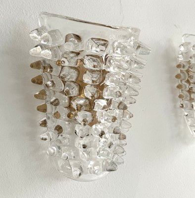 Midcentury Modern Italian Murano Glass and Brass Wall Lights from Barovier & Toso, 1990s, Set of 2-VNE-2028967