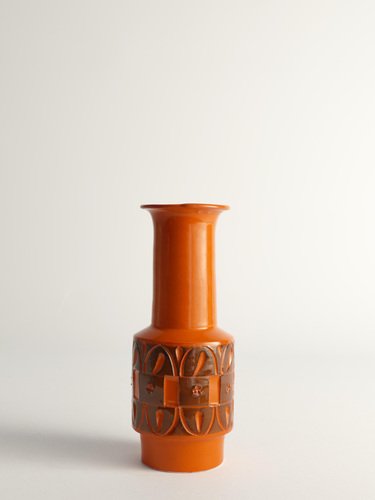 Midcentury Modern Orange Stoneware Vase by Fratelli Fanciullacci, 1960s